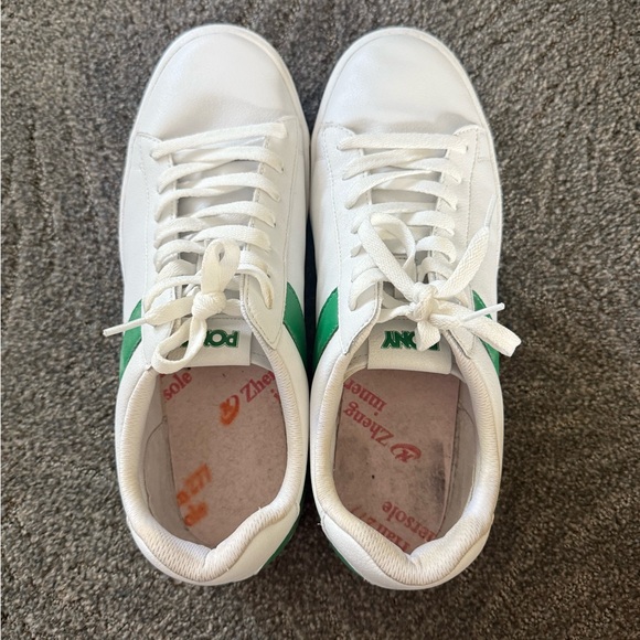 Pony Men’s White Sneakers with Green Stripe | Size 12 - Picture 2 of 5